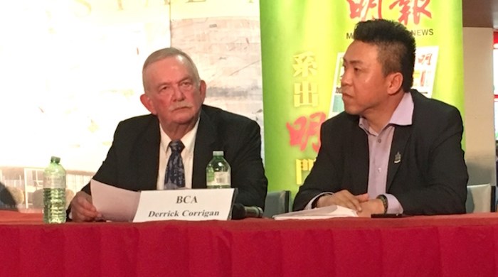  Burnaby Mayor Derek Corrigan during the mayoral forum Saturday at Crystal Mall. Photograph By MARIA RANTANEN