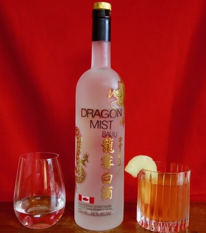  Dragon Mist Baijiu served neat and with rum and pineapple in a Bai Tai cocktail. Photo: Submitted