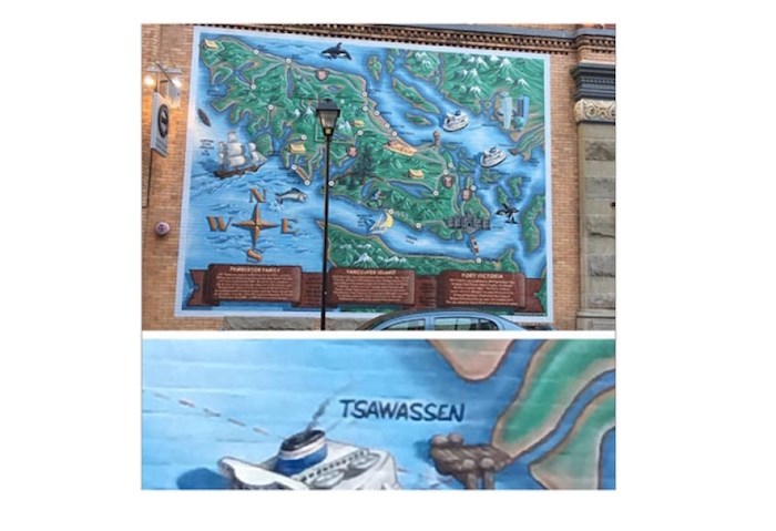  Tsawwassen is spelled incorrectly on this mural in Victoria. Photo by Kirby Reid