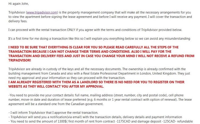  This screenshot captures snippets of a two-week correspondence between Courier reporter John Kurucz and a would-be Craislist scammer.