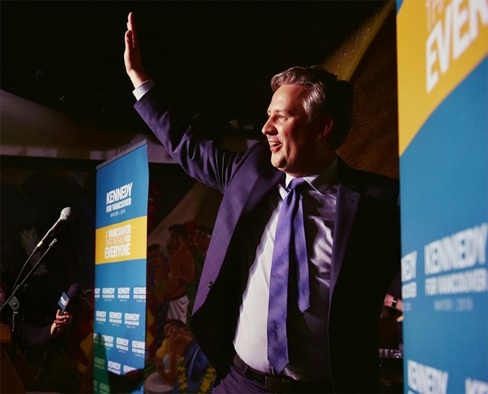  Vancouver Mayor Kennedy Stewart during the campaign. Photo Dan Toulgoet