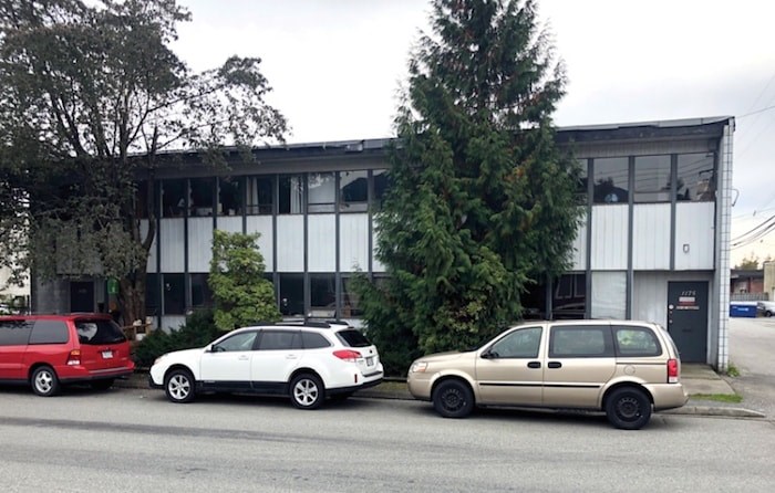  The District of North Vancouver has put a notice on title on this commercial property at 1171-1175 West 14th over work that was done without a permit leading to safety concerns. photo Peter Kvarnstrom