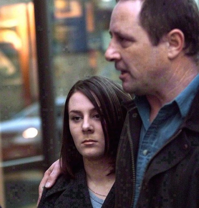  Kelly Ellard and her father Lawrence leave the Vancouver courthouse, March 30, 2000. A British Columbia woman who brutally beat and drowned 14-year-old Reena Virk near a Victoria-area bridge in 1997 has been granted an extension to her day parole. THE CANADIAN PRESS/ Adrian Wyld