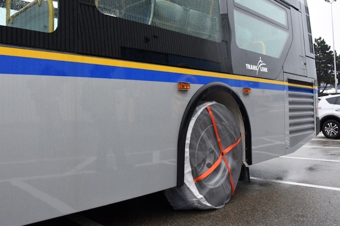  TransLink will use more Kevlar tire socks on its buses this year. Photo: Kelvin Gawley