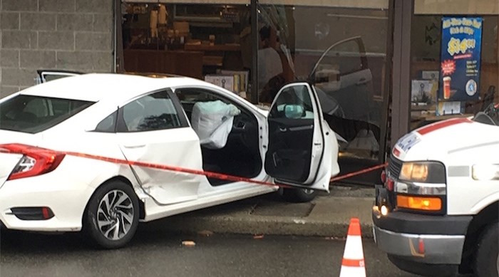  A car crashed into this Coquitlam restaurant (Photo submitted)