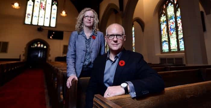  Minister Beth Hayward and music minister Lonnie Delisle at Canadian Memorial United Church. Photo Jennifer Gauthier