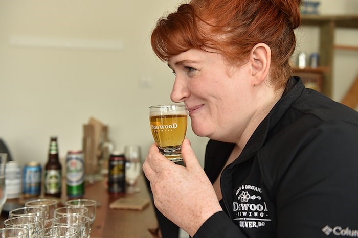  Claire Wilson tries out some near beers (Photo by Dan Toulgoet)