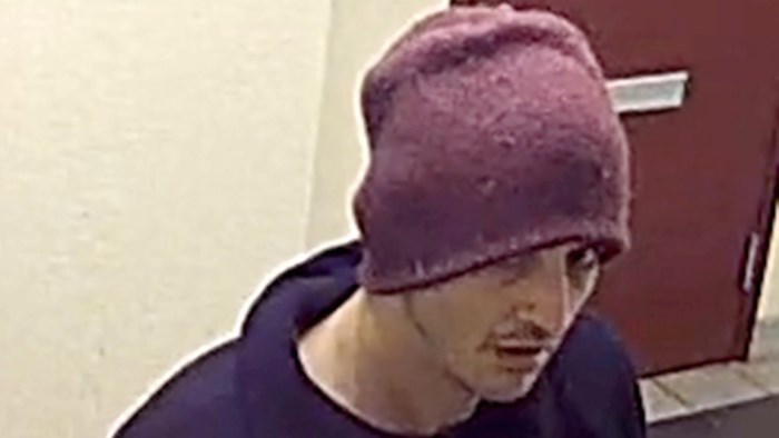  Police Saturday released a photo of this “person-of-interest” in an alleged assault on a woman in a West End apartment building. On Tuesday, the department announced that a 34-year-old man had been arrested in connect with the attack. Photo courtesy Vancouver Police Department