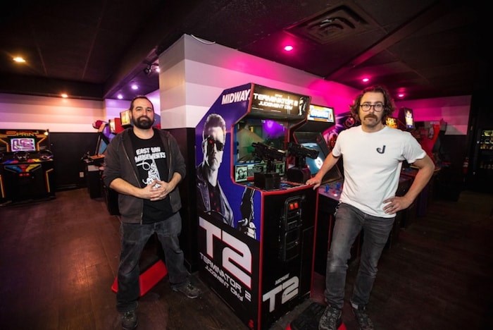  Steve Webb, left, and Justin Lafreniere opened Quazar's Arcade in Trounce Alley on Saturday, Nov. 17, 2018. (Photo by Darren Stone/Times Colonist)