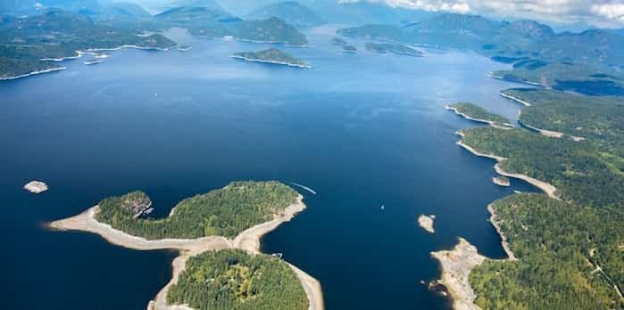  The Subtle Islands, a pair of adjoined islands in the northern Georgia Strait, are on the market for $31.9 million. Image supplied by Engel & Völkers