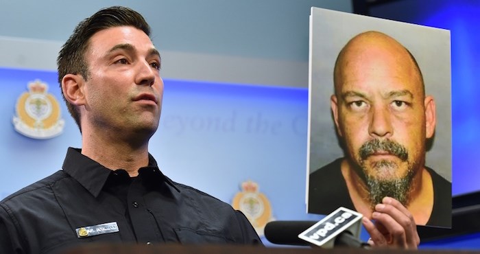  Vancouver police Sgt. Jason Robillard shows a photo of Kevin Alexander Roberts, 46. Roberts was arrested Nov. 19 and is facing several charges for alleged historical sexual assaults against a young girl. Investigators believe there may be more victims that have not yet come forward. Photo by Dan Toulgoet