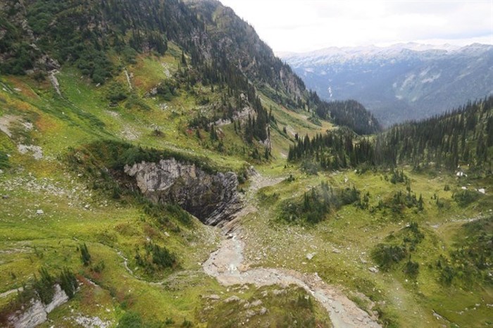  A newly discovered cave in a remote valley in British Columbia's Wells Gray Provincial Park just might be the country's largest such feature. The entrance to the cave, nicknamed 
