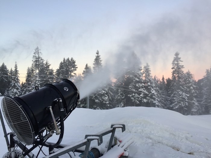  Snow guns spread the white stuff over Paradise Bowl on Grouse Mountain. Photo supplied.