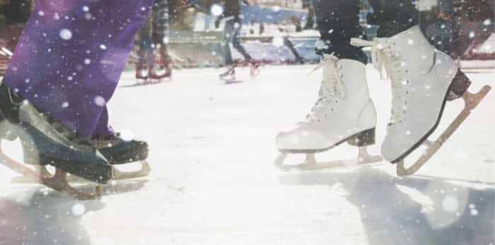  Closeup skating shoes ice skating outdoor at ice rink / Shutterstock