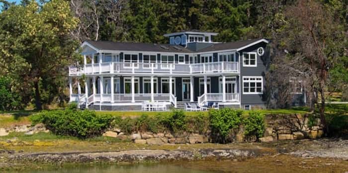  This sprawling Galiano Island estate with a New England-style main home and two guest houses was listed mid-December for $8,580,000. Listing agent: Clarence Debelle
