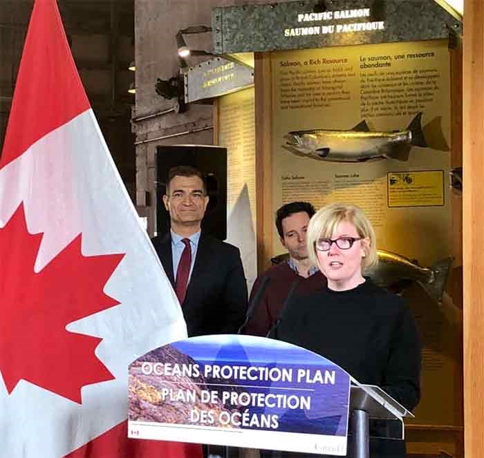  Delta MP Carla Qualtrough announced the $2 million funding on behalf of the Minister of Fisheries, Oceans and the Canadian Coast Guard, Jonathan Wilkinson, on in Steveston last week. Photo: Carla Qualtrough tweeter