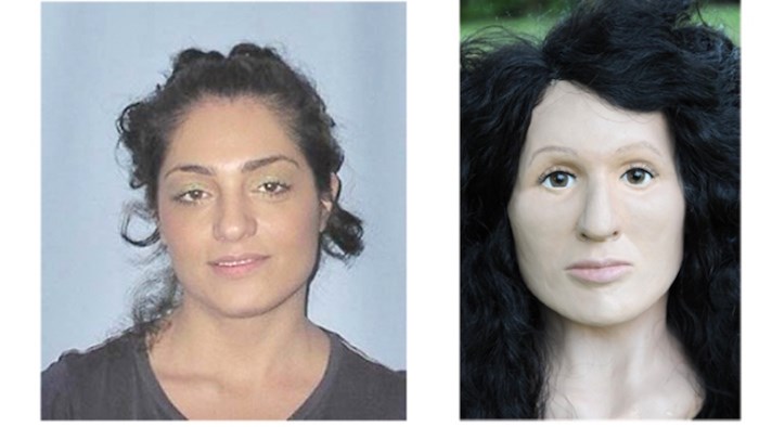  Fatemah Norouzy Pooresfahany, also known as Sara Norouzy, ash she looked before her murder (left). At the right, a 3D model police produced of what they thought she may have looked like before they had made a positive ID. photos supplied