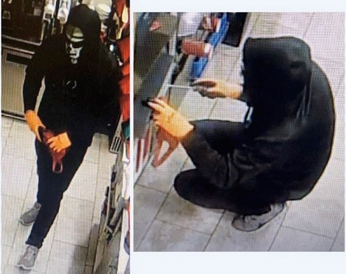  West Shore RCMP is looking for the masked man who broke into a View Royal Tim Hortons on New Year's Day. Photos courtesy West Shore RCMP