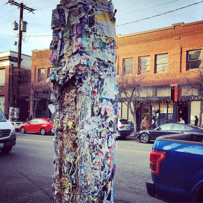  Seattle telephone poles are still plastered with gig posters, as if Facebook Events had never been invented. Photo Grant Lawrence