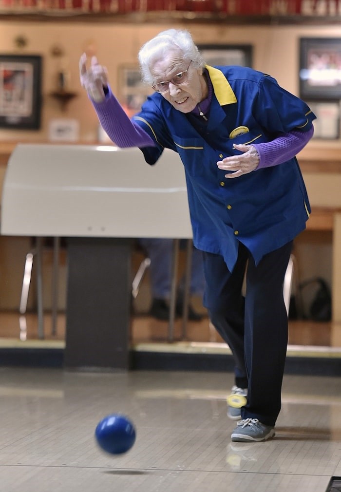  Ethel Morley can chuck a bowling ball down a lane like nobody's business. Photo Dan Toulgoet