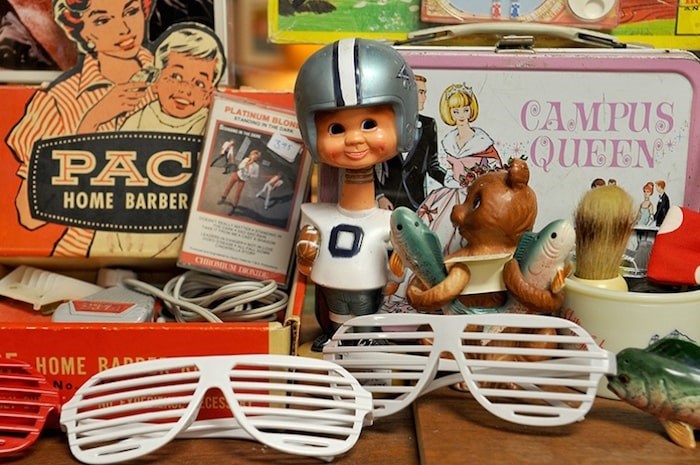  Items on the shelves at Pinball Alley Vintage in Port Moody span eras, from the 1950s to the 1980s.