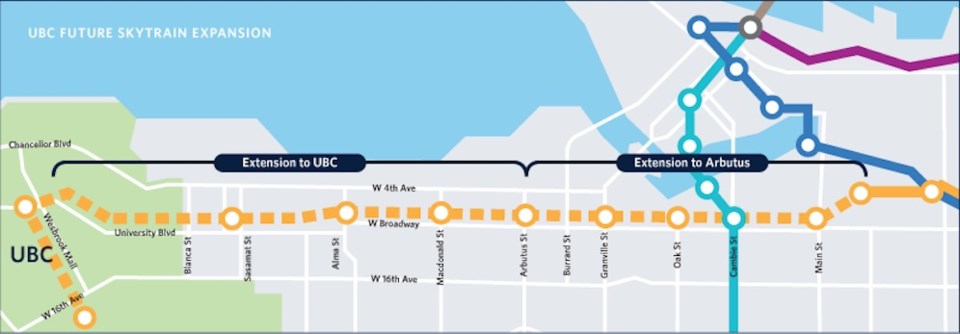  Proposed extension of the Millennium Line to UBC (UBC Rapid Transit)