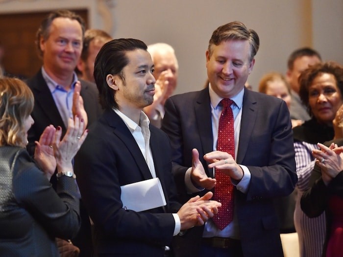  Chan family was at a news conference Wednesday with Mayor Kennedy Stewart to announce his family was donating $40 million to help build a new $350-million 鶹ýӳArt Gallery. Photo Dan Toulgoet