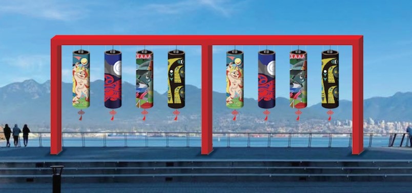  Eight gigantic and iconic lanterns designed by indigenous artist will be on display at Jack Poole Plaza staring Jan. 31. Photo Lunar New Year Festival