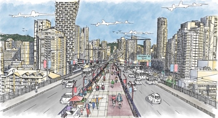  A city report goes before city council Wednesday requests a public discussion begin to finalize a design concept for a path on the Granville Bridge. Image courtesy City of Vancouver.