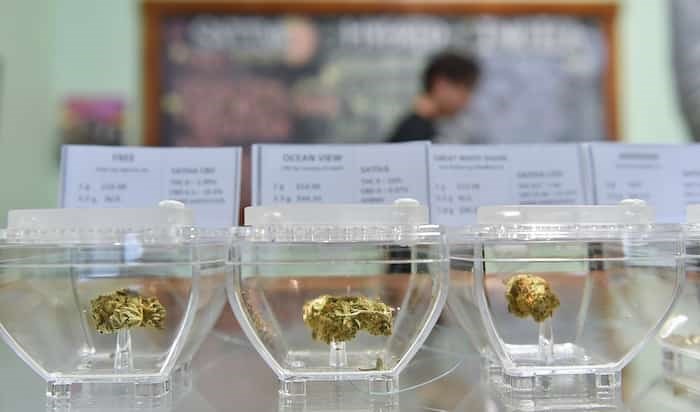  Product on display at Evergreen Cannabis, one of the few places you can buy legal weed in Vancouver. Photo Dan Toulgoet