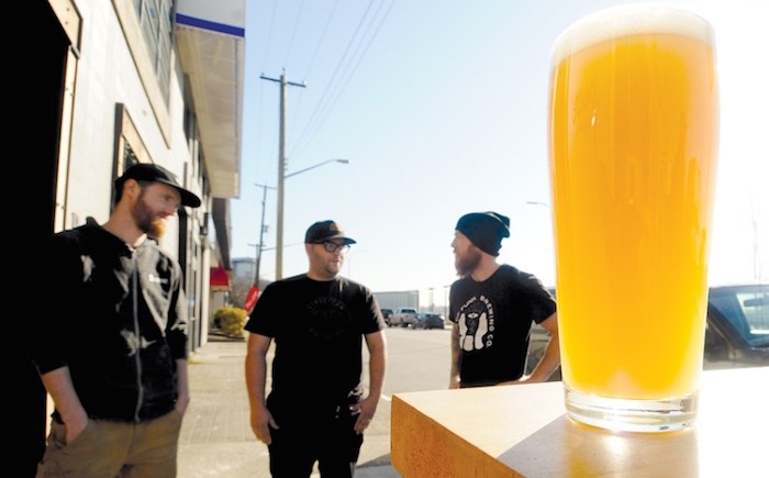  Matt Beere, Simon Koldyk and Darren Hollett, co-founders of Beere Brewing, Streetcar Brewing and House of Funk Brewing respectively, are all in support of a change in zoning bylaw to make it easier for breweries to open lounges. Photo by Mike Wakefield/North Shore News