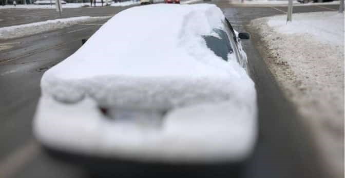  This driver was fined $109 for failing to clear the snow off their car. Photo: Richmond RCMP