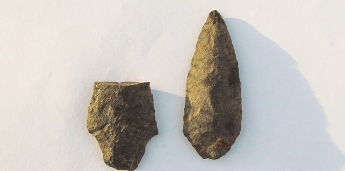  Stone tools found at a work site on the Coastal GasLink project. Facebook/Unist'ot'en Camp