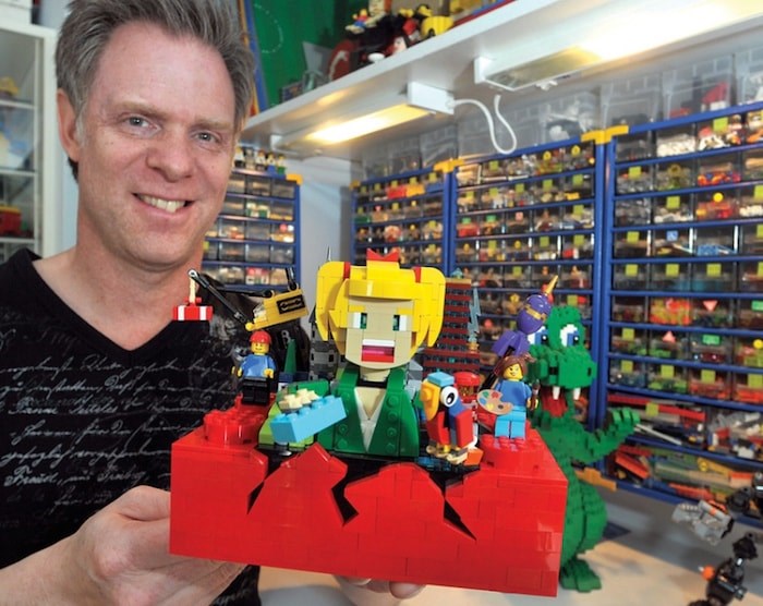  North Vancouver master builder and LEGO artist Paul Hetherington shows off Imagine it! Build it!, his tribute to the Lego brick. The company could soon be producing and selling the model. Photo by Paul McGrath