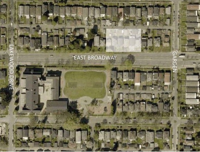  The rezoning application involves land between 2209 and 2249 East Broadway. If approved, zoning would change from one-family dwelling to comprehensive development district.