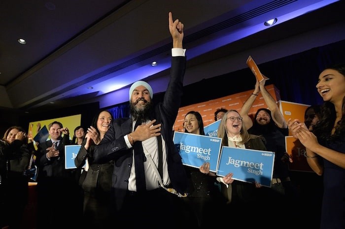  Jagmeet Singh at his victory party Monday night. Photo by Jennifer Gauthier