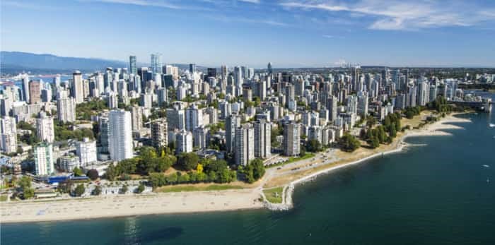  Aerial image of English Bay and Vancouver / Shutterstock