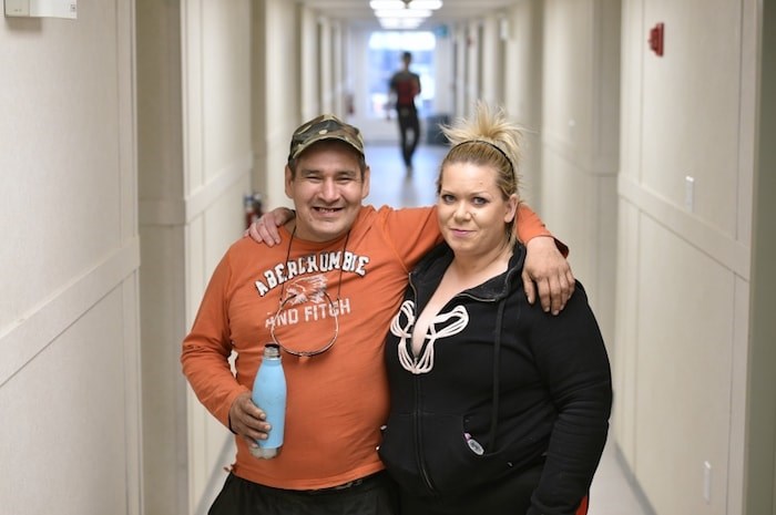  Mitchell Lagimodiere and Kelli Lubbers are tenants at the Sarah Ross House modular housing building on Kaslo Street. Photo by Dan Toulgoet/Vancouver Courier