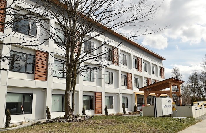  The 52-unit modular housing building on Kaslo Street is known as Sarah Ross House. It opened last summer. Photo by Dan Toulgoet/Vancouver Courier