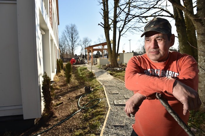  Mitchell Lagimodiere on the path that he and friends made outside Sarah Ross House. Photo by Dan Toulgoet/Vancouver Courier