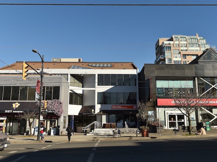  The space on West 41st Avenue where an ancient sequoia tree was removed March 3. The stump of the tree was still visible March 4. Photo by Dan Toulgoet