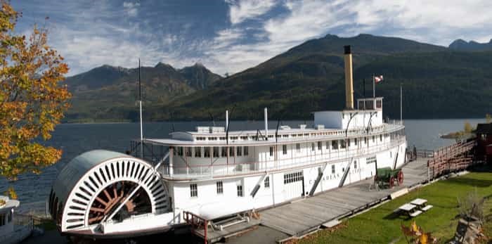  KASLO-OCT.16: Sternwheeler SS Moyie, the most famous paddle steamer in British Columbia, worked on the Kootenay Lake from 1898 until 1957, is now moored on the shore in Kaslo. Canada, October 16, 2010