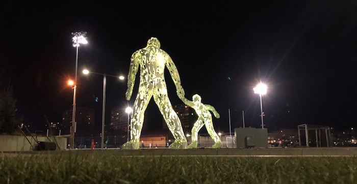  Together, the new large-scale public artwork by David Jacob Harder, is now installed in front of the soon-to-be open Minoru Centre for Active Living. Photo: Submitted