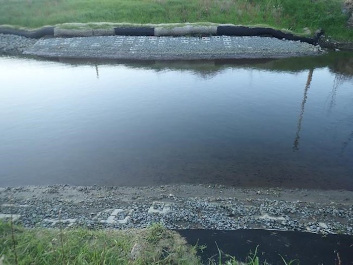  The Trans Mountain pipeline crossing in Stewart Creek in Chilliwack, B.C., on Dec. 12, 2018 in this handout photo. Work on a Trans Mountain pipeline crossing in a British Columbia stream altered habitat for young salmon, but the creek is expected to return to normal in one to two years, says Fisheries and Oceans Canada. THE CANADIAN PRESS/HO, Mike Pearson