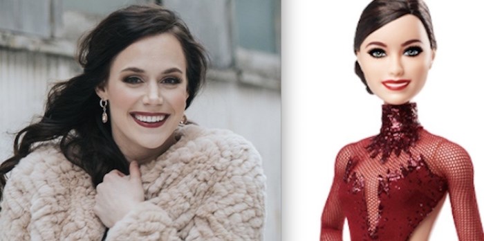  Olympic athlete Tessa Virtue poses next to her 