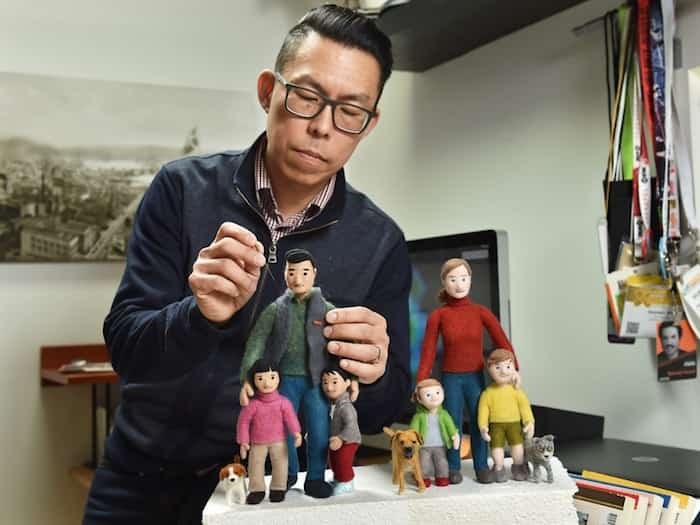  Children’s book author Holman Wang in his East Vancouver studio where he creates his felt art. See a video of Wang’s creations at vancourier.com.