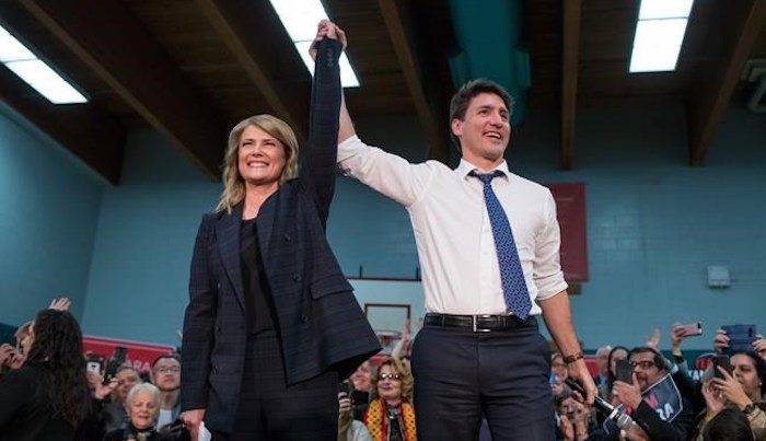  Prime Minister Justin Trudeau and Tamara Taggart speak to supporters at a Liberal nomination event in Vancouver, B.C., on Sunday March 24, 2019. THE CANADIAN PRESS/Ben Nelms