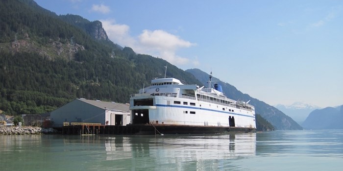 A former ferry seen in 2010 docked near the Woodfibre site. Photo by Jennifer Thuncher.