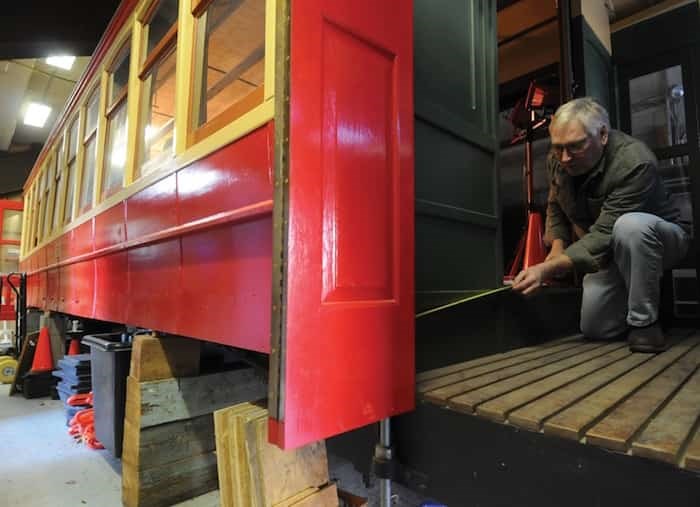  The streetcar is set to be outfitted with new custom wheels, allowing it to sit on a piece of track in the new North Vancouver museum. - photo Mike Wakefield, North Shore News