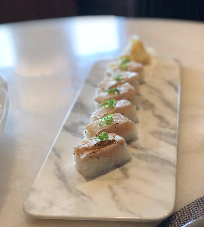 Albacore Aburi Sushi at The Victor. Photo by Lindsay William-Ross